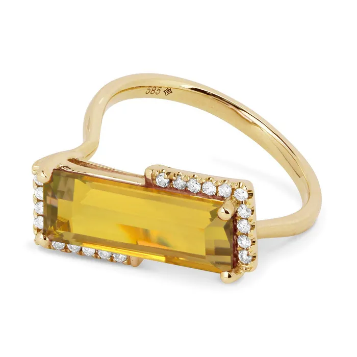 MADISON L Rings Madison L 14K Yellow Gold 329ctw Geometric Style Citrine and Diamonds Ring MADISON L Rings Madison L 14K Yellow Gold 329ctw Geometric Style Citrine and Diamonds Ring