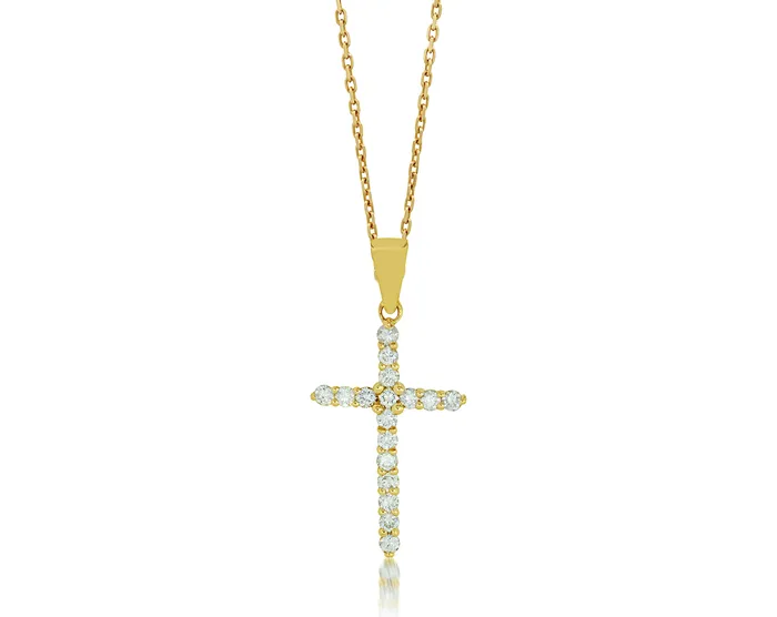 MALAKAN DIAMOND CO Malakan 14K Yellow Gold 55ctw Cross Style Pendant Necklaces MALAKAN DIAMOND CO Malakan 14K Yellow Gold 55ctw Cross Style Pendant Necklaces