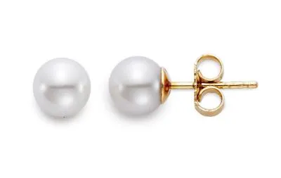 MASTOLONI PEARLS Earrings 14K Yellow Gold Stud Style Earrings Featuring White Akoya Cultured Pearls MASTOLONI PEARLS Earrings 14K Yellow Gold Stud Style Earrings Featuring White Akoya Cultured Pearls