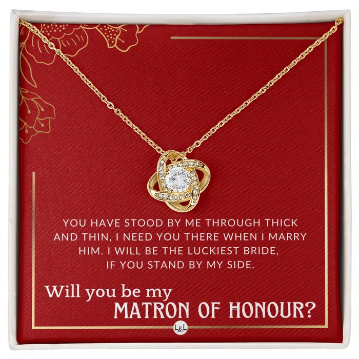 Matron of Honour Proposal Gift Unique Be My MOH Gift From Bride Through Thick and Thin Necklace Red and Gold Wedding Theme ShineOn Fulfillment Necklaces Matron of Honour Proposal Gift Unique Be My MOH Gift From Bride Through Thick and Thin Necklace Red and Gold Wedding Theme ShineOn Fulfillment Necklaces