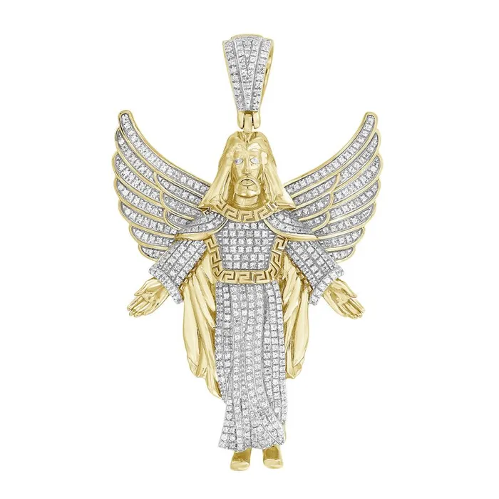 MENS CHARM 100CT ROUND DIAMOND 10K YELLOW GOLD AV Charm Necklaces