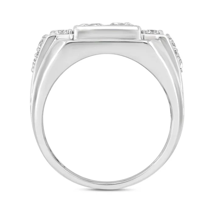 MENS RING 2 34CT ROUNDPRINCESS DIAMOND 14K WHITE GOLD Ethos Rings