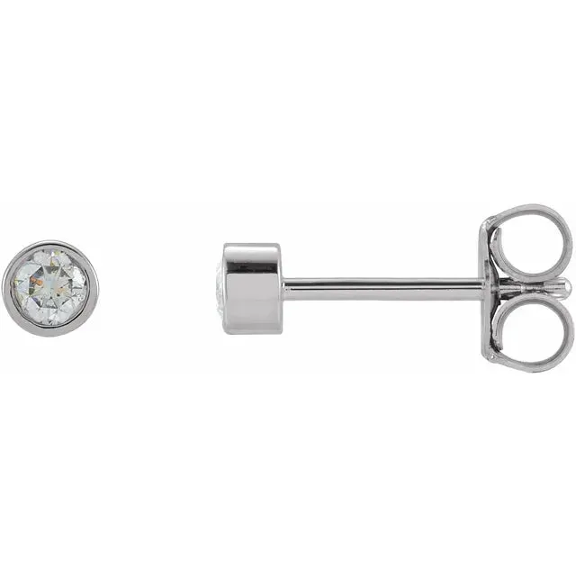Micro Natural Diamond BezelSet Earrings Single or Pair 14K Yellow White or Rose Gold 125 MM to 25 MM 302 Fine Jewelry Earrings
