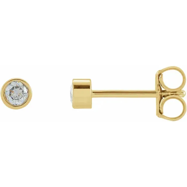 Micro Natural Diamond BezelSet Earrings Single or Pair 14K Yellow White or Rose Gold 125 MM to 25 MM 302 Fine Jewelry Earrings