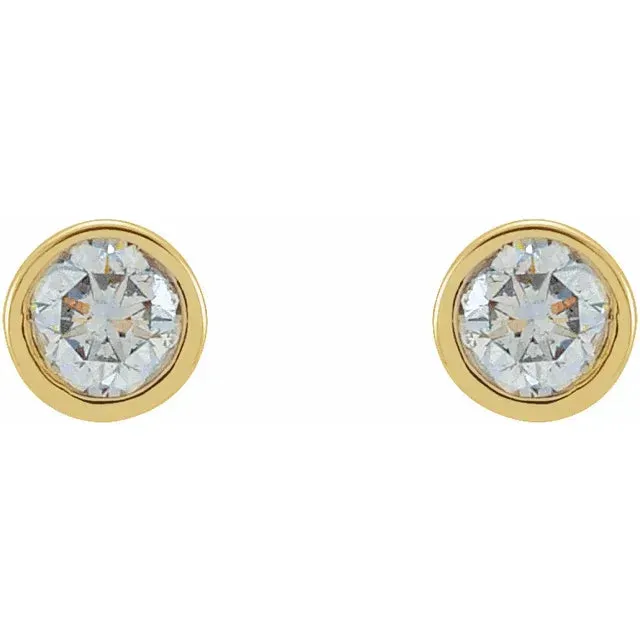 Micro Natural Diamond BezelSet Earrings Single or Pair 14K Yellow White or Rose Gold 125 MM to 25 MM 302 Fine Jewelry Earrings