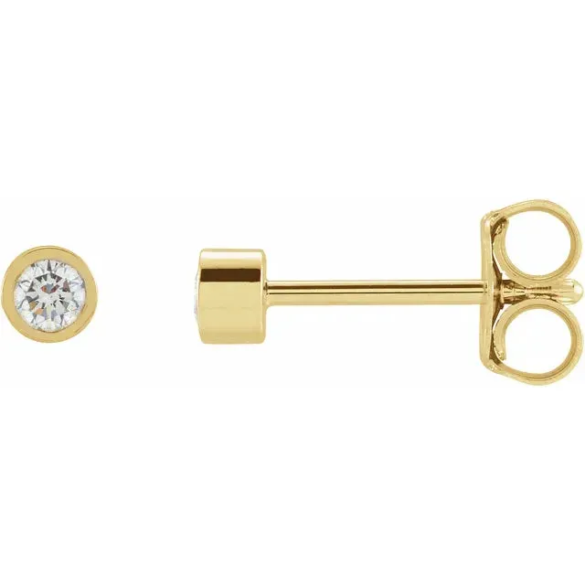 Micro Natural Diamond BezelSet Earrings Single or Pair 14K Yellow White or Rose Gold 125 MM to 25 MM 302 Fine Jewelry Earrings