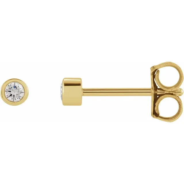 Micro Natural Diamond BezelSet Earrings Single or Pair 14K Yellow White or Rose Gold 125 MM to 25 MM 302 Fine Jewelry Earrings