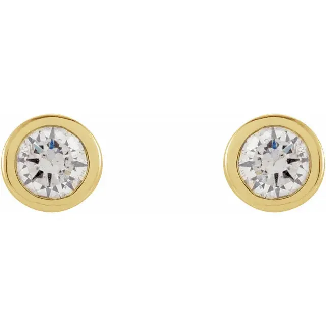 Micro Natural Diamond BezelSet Earrings Single or Pair 14K Yellow White or Rose Gold 125 MM to 25 MM 302 Fine Jewelry Earrings