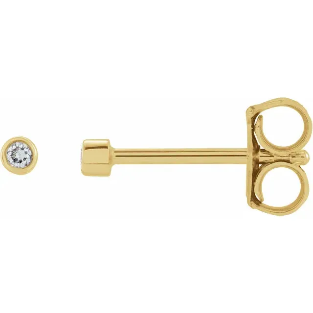 Micro Natural Diamond BezelSet Earrings Single or Pair 14K Yellow White or Rose Gold 125 MM to 25 MM 302 Fine Jewelry Earrings