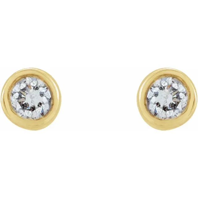 Micro Natural Diamond BezelSet Earrings Single or Pair 14K Yellow White or Rose Gold 125 MM to 25 MM 302 Fine Jewelry Earrings