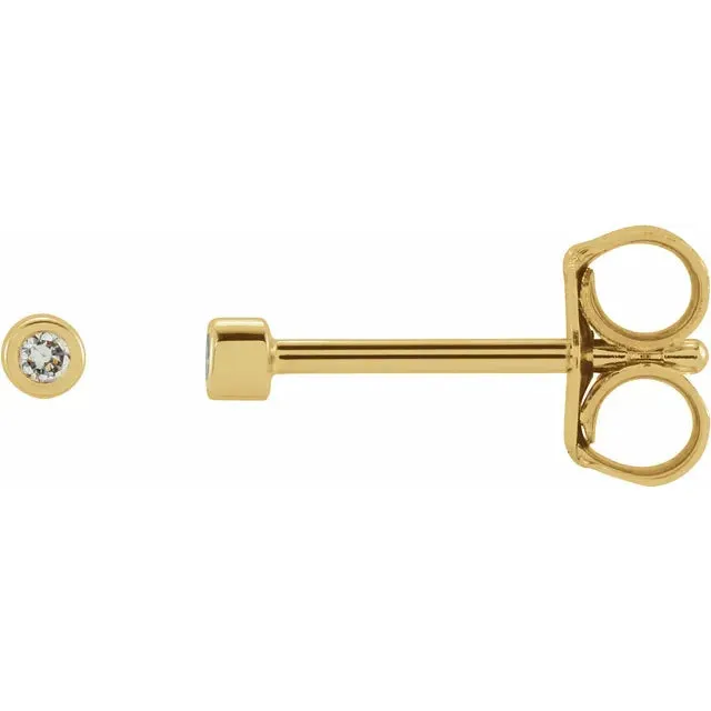 Micro Natural Diamond BezelSet Earrings Single or Pair 14K Yellow White or Rose Gold 125 MM to 25 MM 302 Fine Jewelry Earrings