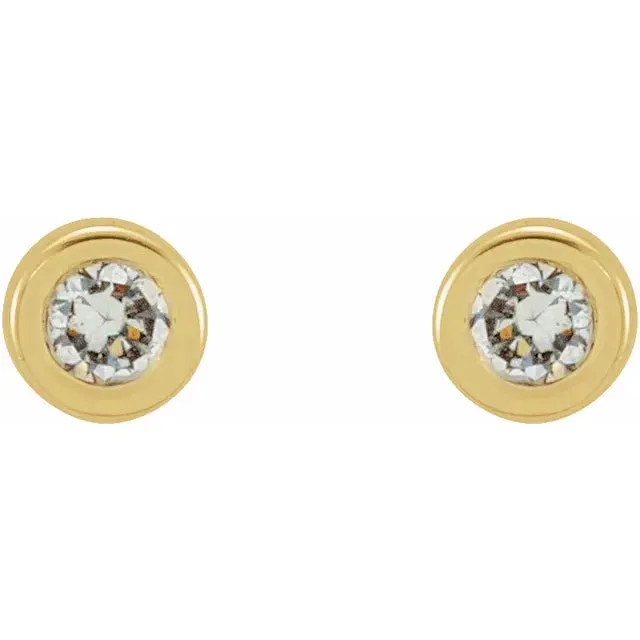 Micro Natural Diamond BezelSet Earrings Single or Pair 14K Yellow White or Rose Gold 125 MM to 25 MM 302 Fine Jewelry Earrings