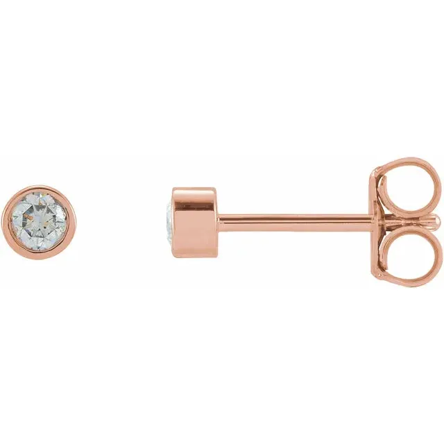 Micro Natural Diamond BezelSet Earrings Single or Pair 14K Yellow White or Rose Gold 125 MM to 25 MM 302 Fine Jewelry Earrings