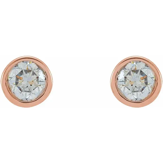 Micro Natural Diamond BezelSet Earrings Single or Pair 14K Yellow White or Rose Gold 125 MM to 25 MM 302 Fine Jewelry Earrings