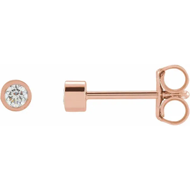 Micro Natural Diamond BezelSet Earrings Single or Pair 14K Yellow White or Rose Gold 125 MM to 25 MM 302 Fine Jewelry Earrings