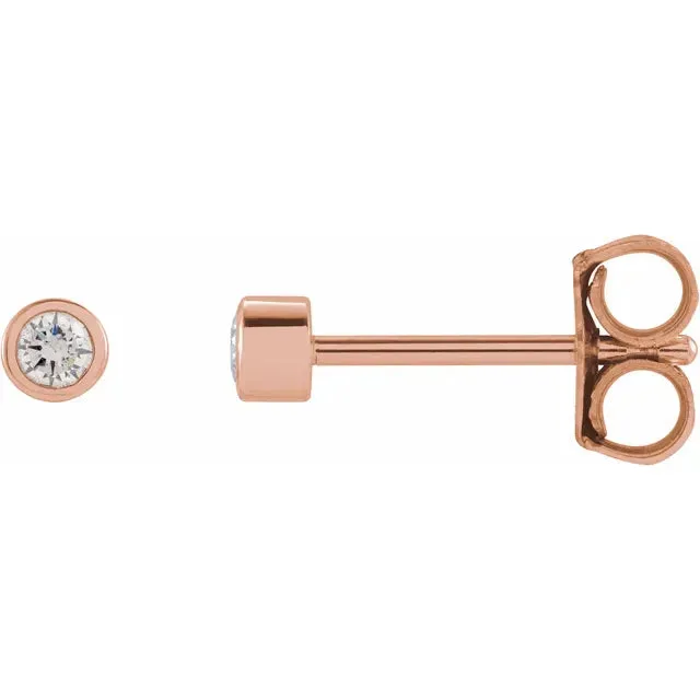 Micro Natural Diamond BezelSet Earrings Single or Pair 14K Yellow White or Rose Gold 125 MM to 25 MM 302 Fine Jewelry Earrings