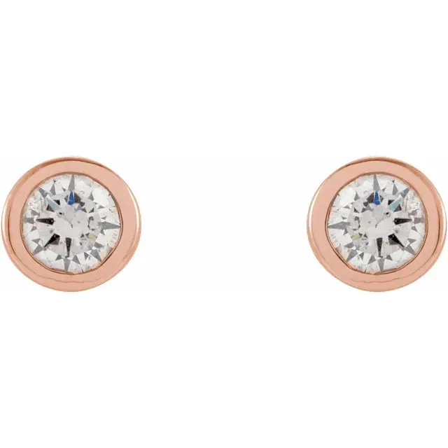 Micro Natural Diamond BezelSet Earrings Single or Pair 14K Yellow White or Rose Gold 125 MM to 25 MM 302 Fine Jewelry Earrings