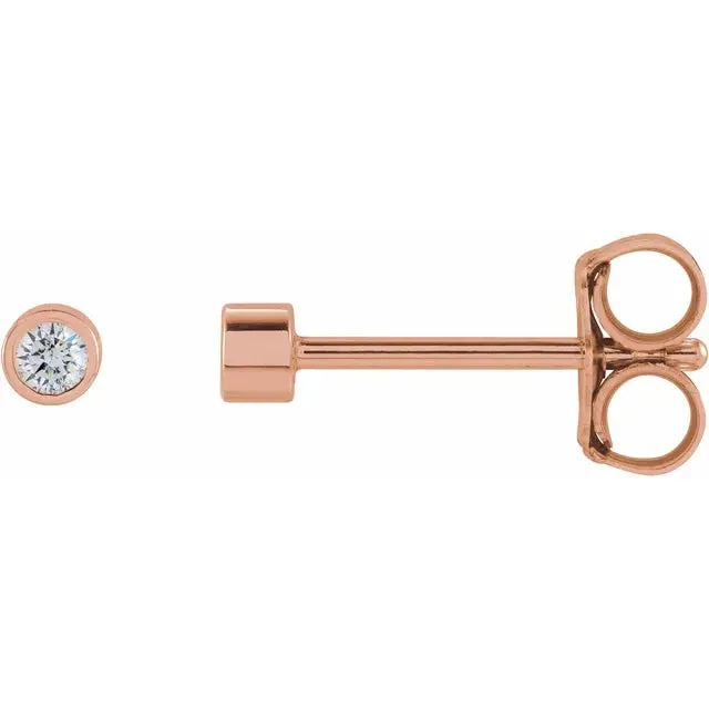 Micro Natural Diamond BezelSet Earrings Single or Pair 14K Yellow White or Rose Gold 125 MM to 25 MM 302 Fine Jewelry Earrings