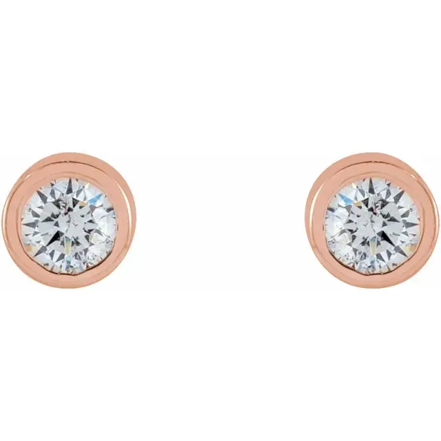Micro Natural Diamond BezelSet Earrings Single or Pair 14K Yellow White or Rose Gold 125 MM to 25 MM 302 Fine Jewelry Earrings