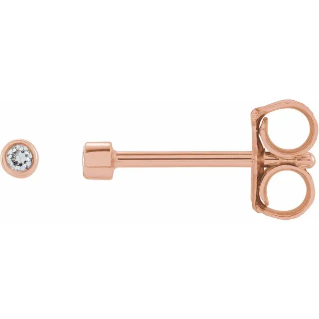 Micro Natural Diamond BezelSet Earrings Single or Pair 14K Yellow White or Rose Gold 125 MM to 25 MM 302 Fine Jewelry Earrings