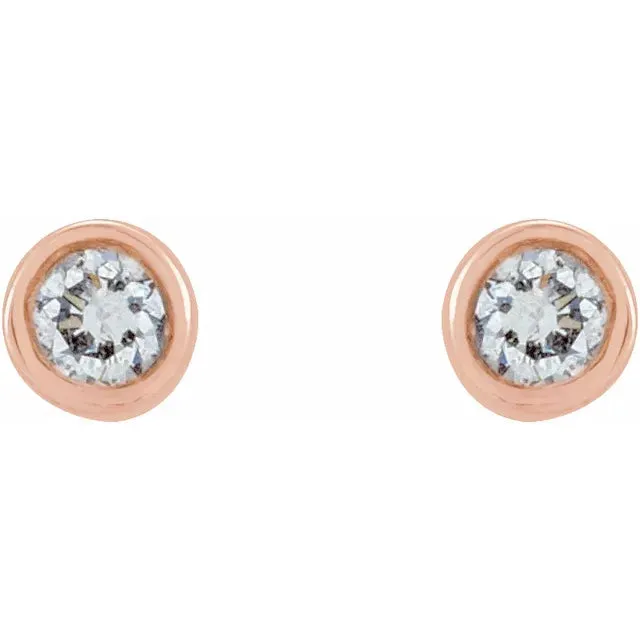 Micro Natural Diamond BezelSet Earrings Single or Pair 14K Yellow White or Rose Gold 125 MM to 25 MM 302 Fine Jewelry Earrings