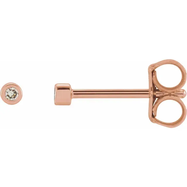 Micro Natural Diamond BezelSet Earrings Single or Pair 14K Yellow White or Rose Gold 125 MM to 25 MM 302 Fine Jewelry Earrings