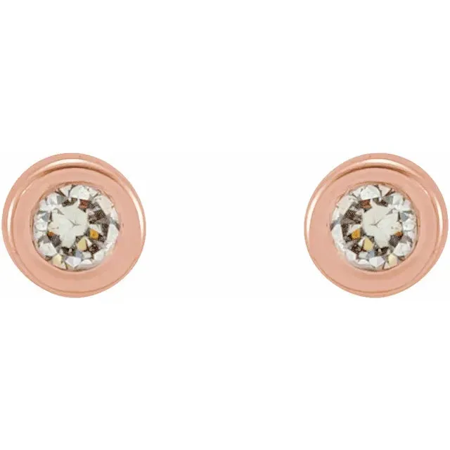 Micro Natural Diamond BezelSet Earrings Single or Pair 14K Yellow White or Rose Gold 125 MM to 25 MM 302 Fine Jewelry Earrings