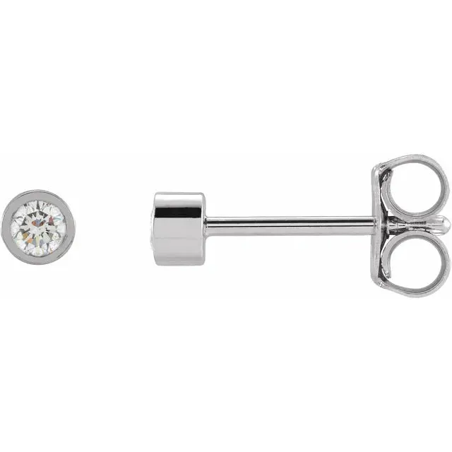 Micro Natural Diamond BezelSet Earrings Single or Pair 14K Yellow White or Rose Gold 125 MM to 25 MM 302 Fine Jewelry Earrings