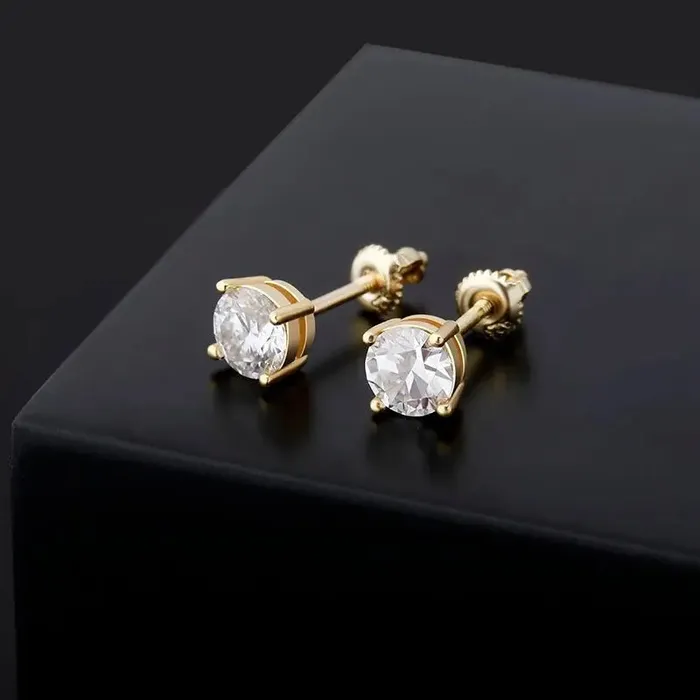 Moissanite Diamond Stud Earrings in Yellow Gold The Icetruck Earrings