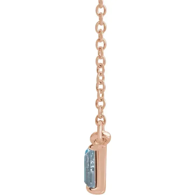 Mosaic Natural Blue Topaz or Pink Sapphire Tourmaline Garnet Diamond Bar 18 Necklace 14K White Yellow Rose Gold Storyteller by Vintage Magnality Necklaces