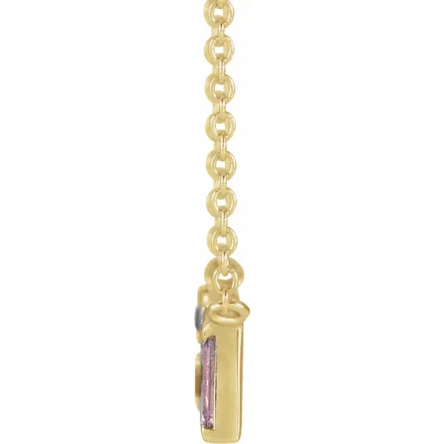 Mosaic Natural Blue Topaz or Pink Sapphire Tourmaline Garnet Diamond Bar 18 Necklace 14K White Yellow Rose Gold Storyteller by Vintage Magnality Necklaces