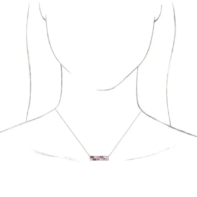 Mosaic Natural Blue Topaz or Pink Sapphire Tourmaline Garnet Diamond Bar 18 Necklace 14K White Yellow Rose Gold Storyteller by Vintage Magnality Necklaces