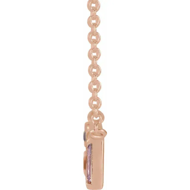 Mosaic Natural Blue Topaz or Pink Sapphire Tourmaline Garnet Diamond Bar 18 Necklace 14K White Yellow Rose Gold Storyteller by Vintage Magnality Necklaces