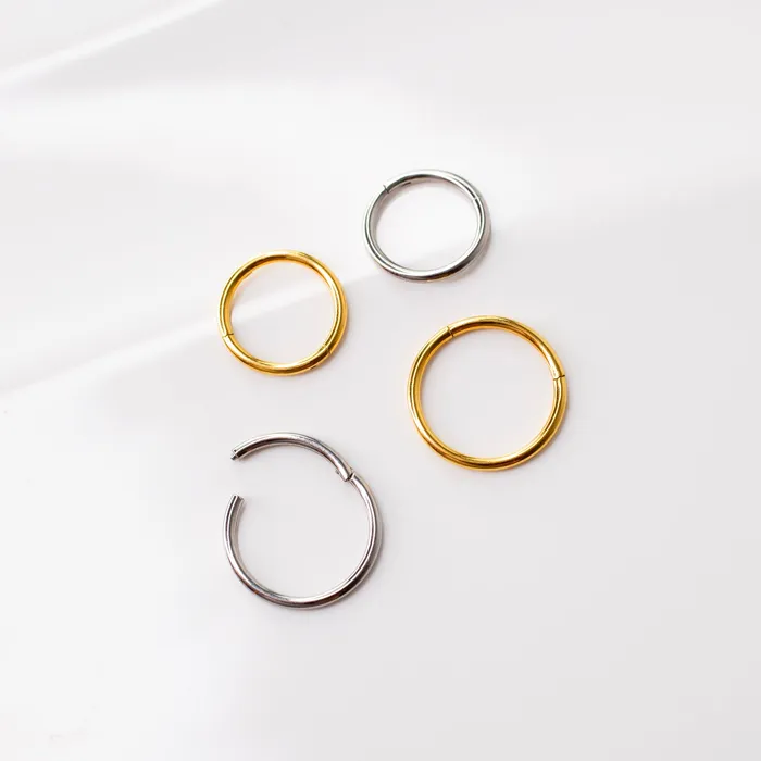 Mya Smooth Hinged Segment Ring Titanium Clicker Hoop for Noses Ears Cartilage Grayling Rings