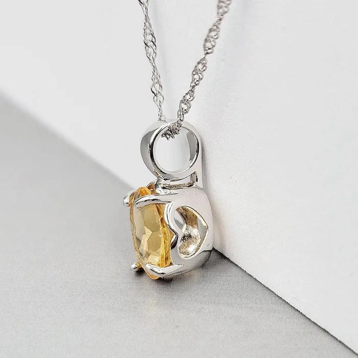 Natural Citrine Heart Encrypt Necklace Uniquelan Jewelry Necklaces