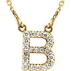 Natural Diamond Initial AZ 16 Necklace Solid 14K Yellow Gold Storyteller by Vintage Magnality Necklaces Natural Diamond Initial AZ 16 Necklace Solid 14K Yellow Gold Storyteller by Vintage Magnality Necklaces