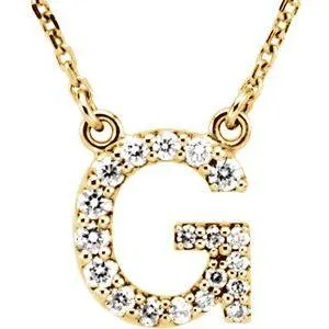 Natural Diamond Initial AZ 16 Necklace Solid 14K Yellow Gold Storyteller by Vintage Magnality Necklaces