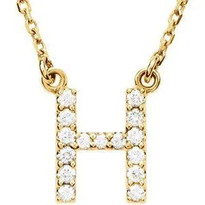 Natural Diamond Initial AZ 16 Necklace Solid 14K Yellow Gold Storyteller by Vintage Magnality Necklaces