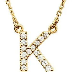 Natural Diamond Initial AZ 16 Necklace Solid 14K Yellow Gold Storyteller by Vintage Magnality Necklaces