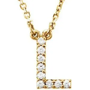 Natural Diamond Initial AZ 16 Necklace Solid 14K Yellow Gold Storyteller by Vintage Magnality Necklaces