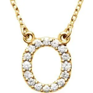 Natural Diamond Initial AZ 16 Necklace Solid 14K Yellow Gold Storyteller by Vintage Magnality Necklaces