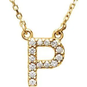 Natural Diamond Initial AZ 16 Necklace Solid 14K Yellow Gold Storyteller by Vintage Magnality Necklaces