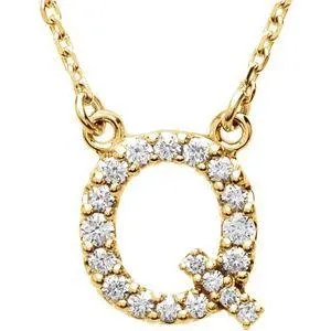 Natural Diamond Initial AZ 16 Necklace Solid 14K Yellow Gold Storyteller by Vintage Magnality Necklaces