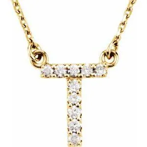 Natural Diamond Initial AZ 16 Necklace Solid 14K Yellow Gold Storyteller by Vintage Magnality Necklaces