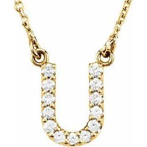 Natural Diamond Initial AZ 16 Necklace Solid 14K Yellow Gold Storyteller by Vintage Magnality Necklaces