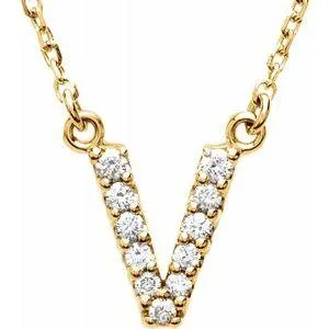 Natural Diamond Initial AZ 16 Necklace Solid 14K Yellow Gold Storyteller by Vintage Magnality Necklaces