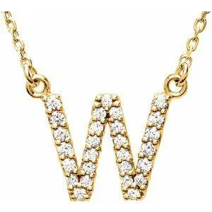 Natural Diamond Initial AZ 16 Necklace Solid 14K Yellow Gold Storyteller by Vintage Magnality Necklaces