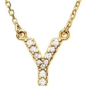 Natural Diamond Initial AZ 16 Necklace Solid 14K Yellow Gold Storyteller by Vintage Magnality Necklaces