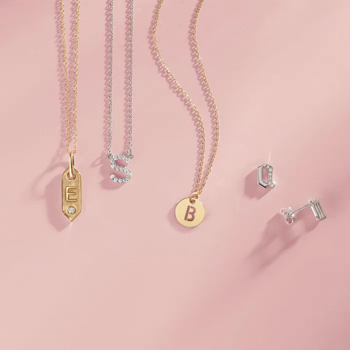 Natural Diamond Initial AZ 16 Necklace Solid 14K Yellow Gold Storyteller by Vintage Magnality Necklaces