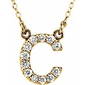 Natural Diamond Initial AZ 16 Necklace Solid 14K Yellow Gold Storyteller by Vintage Magnality Necklaces